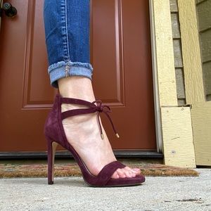 Maroon Suede Strappy Heels - Size 7